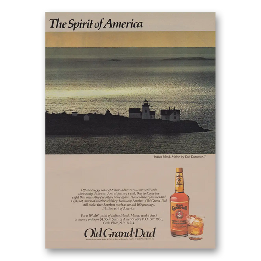 1983 Old Grand-Dad Bourbon Whiskey Indian Island Maine Vintage Magazine Print Ad