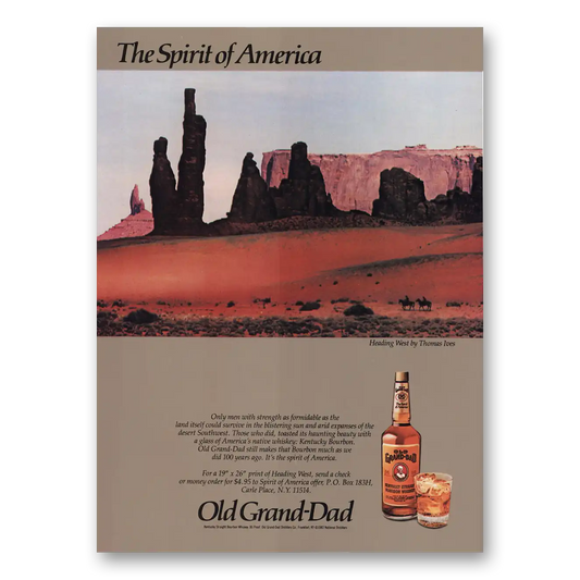 1983 Old Grand-Dad Bourbon Whiskey Heading West Thomas Ives Vintage Magazine Print Ad