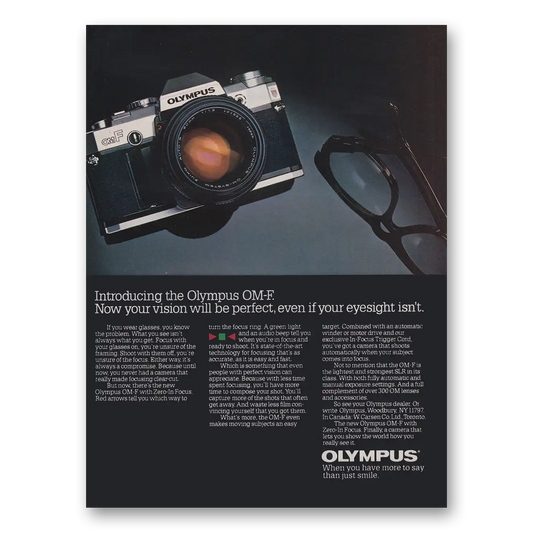 1983 Olympus Camera Now Your Vision Will Be Perfect Vintage Magazine Print Ad