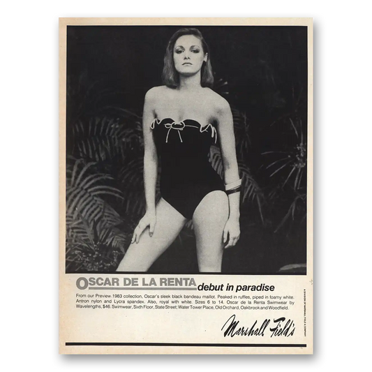 1983 Oscar de la Renta Swimwear Debut In Paradise Vintage Magazine Print Ad