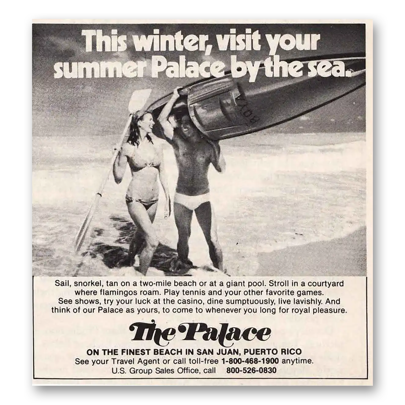 1983 The Palace Puerto Rico Visit Your Summer Palace By the Sea Vintage Magazine Print Ad