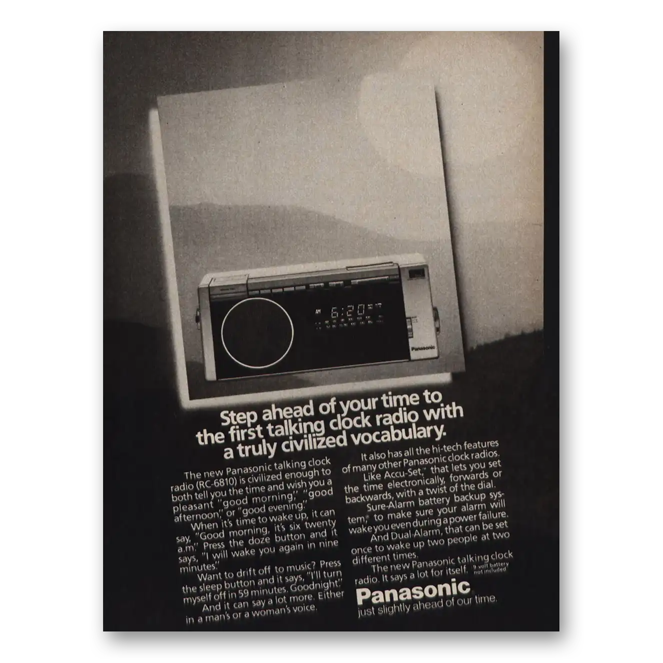 1983 Panasonic Radio Talking Clock Radio Civilized Vocabulary Vintage Magazine Print Ad