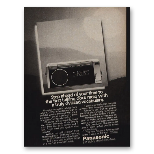 1983 Panasonic Radio Talking Clock Radio Civilized Vocabulary Vintage Magazine Print Ad