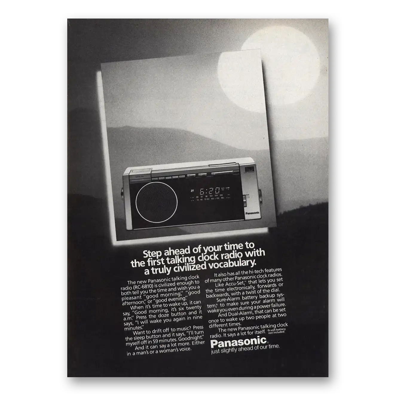 1983 Panasonic Clock Radio Civilized Vocabulary Vintage Magazine Print Ad