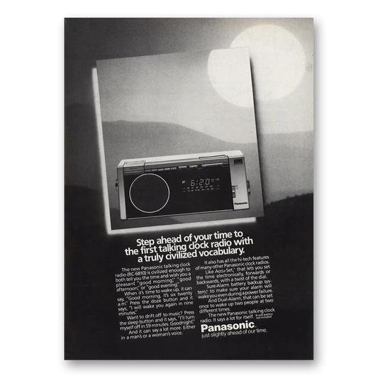 1983 Panasonic Clock Radio Civilized Vocabulary Vintage Magazine Print Ad