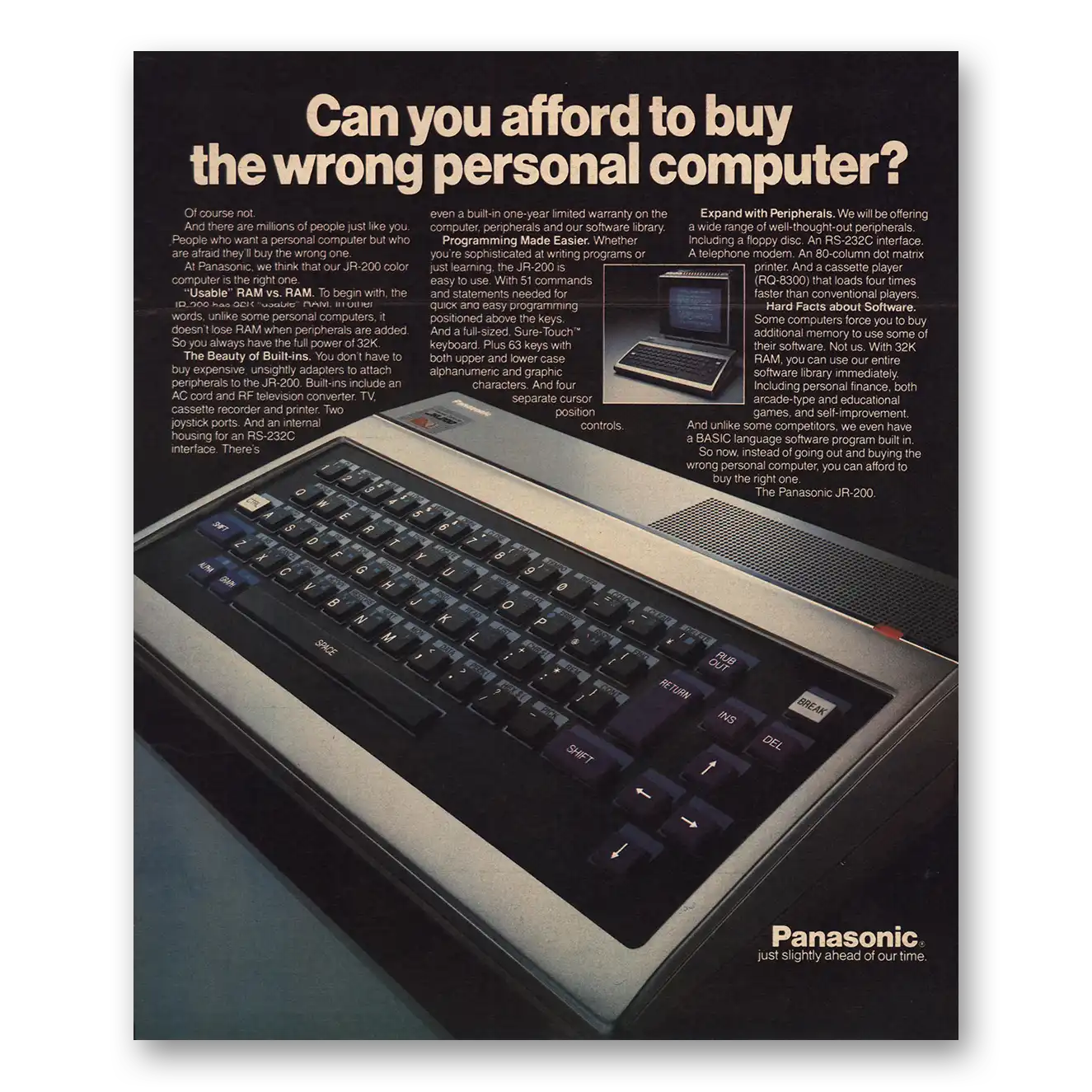 1983 Panasonic Wrong Personal Computer Vintage Magazine Print Ad