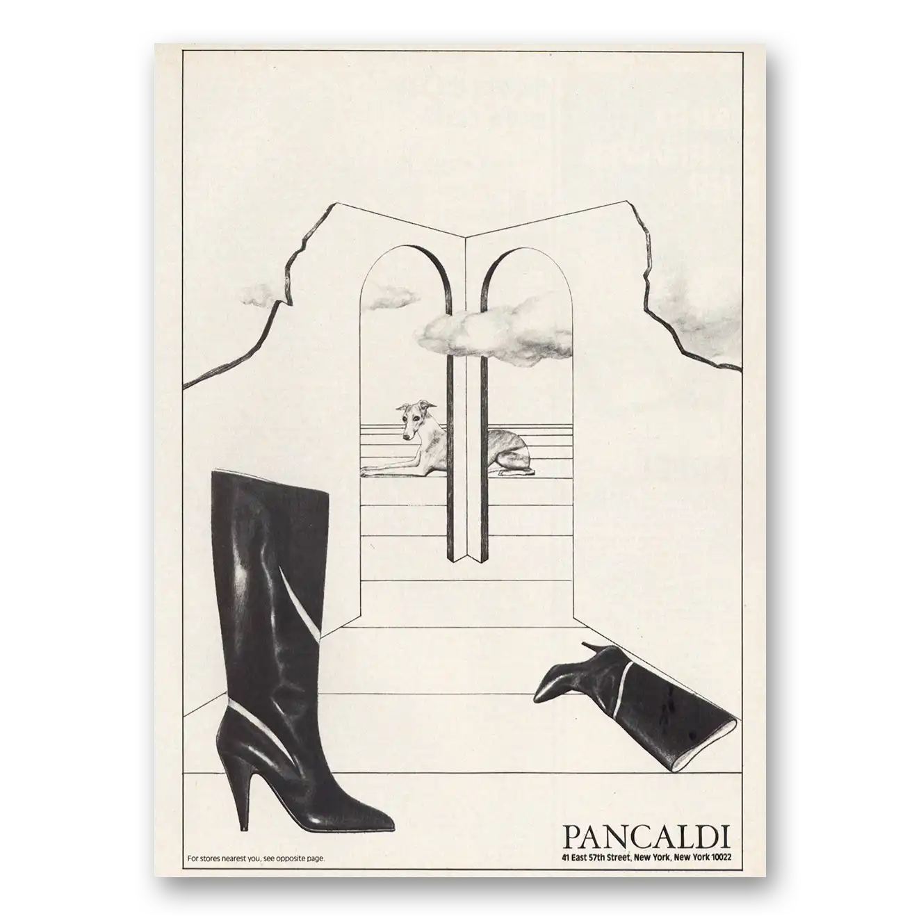 1983 Pancaldi Shoes Boots Dog Vintage Magazine Print Ad