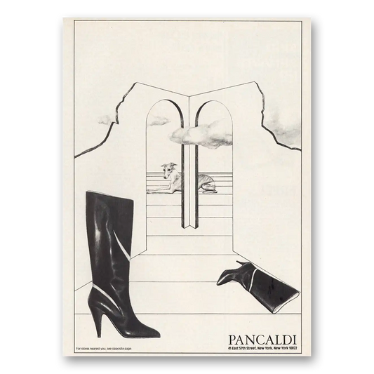 1983 Pancaldi Shoes Boots Dog Vintage Magazine Print Ad