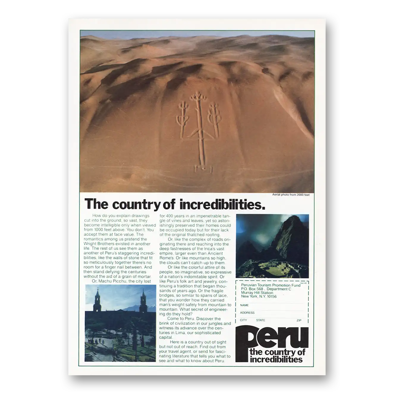 1983 Peru Country of Incedibilities Vintage Magazine Print Ad