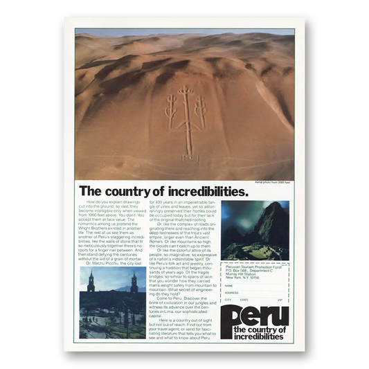 1983 Peru Country of Incedibilities Vintage Magazine Print Ad