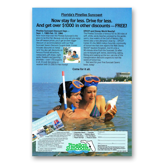 1983 Pinellas Florida Stay for Less Vintage Magazine Print Ad