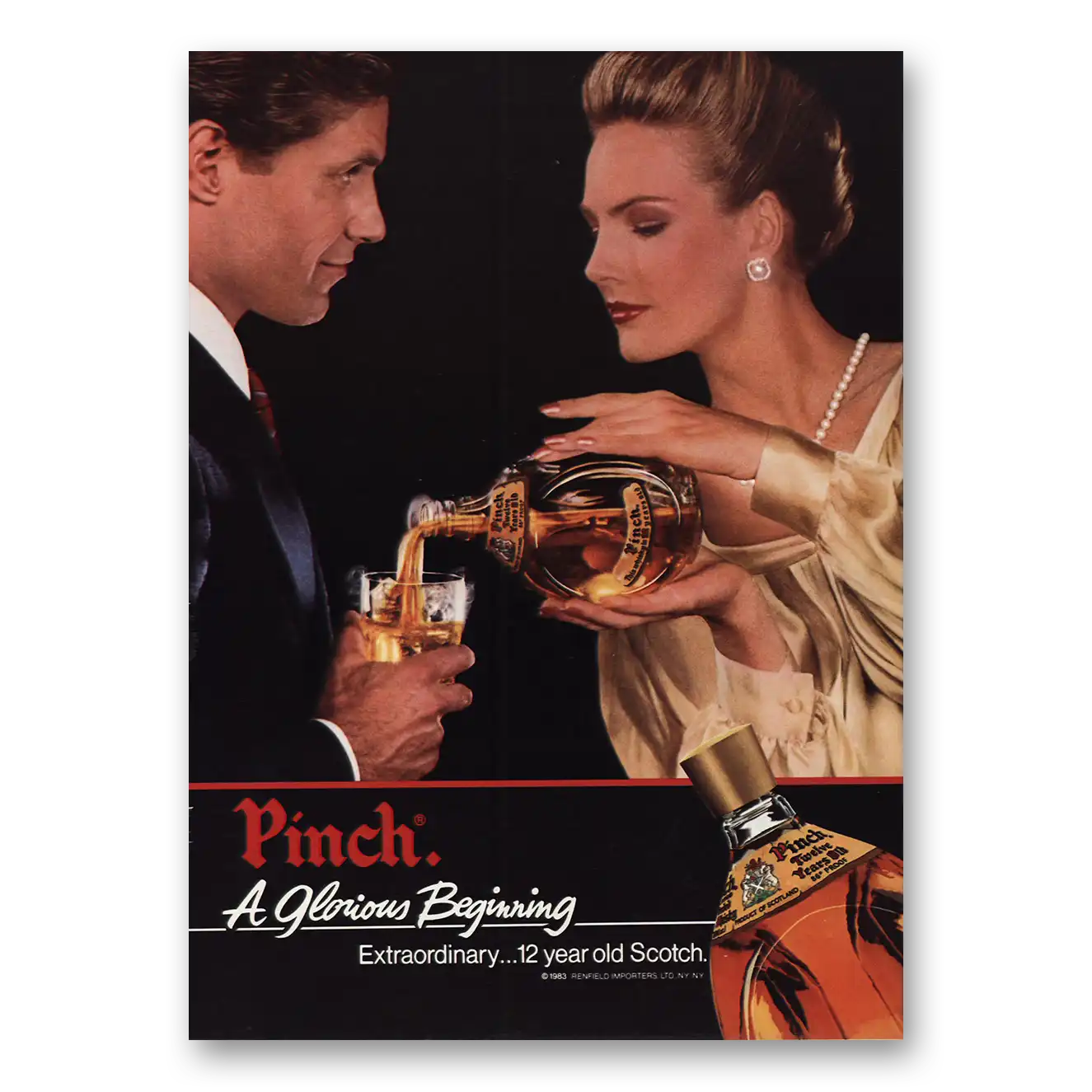 1983 Pinch Scotch Glorious Beginning Vintage Magazine Print Ad