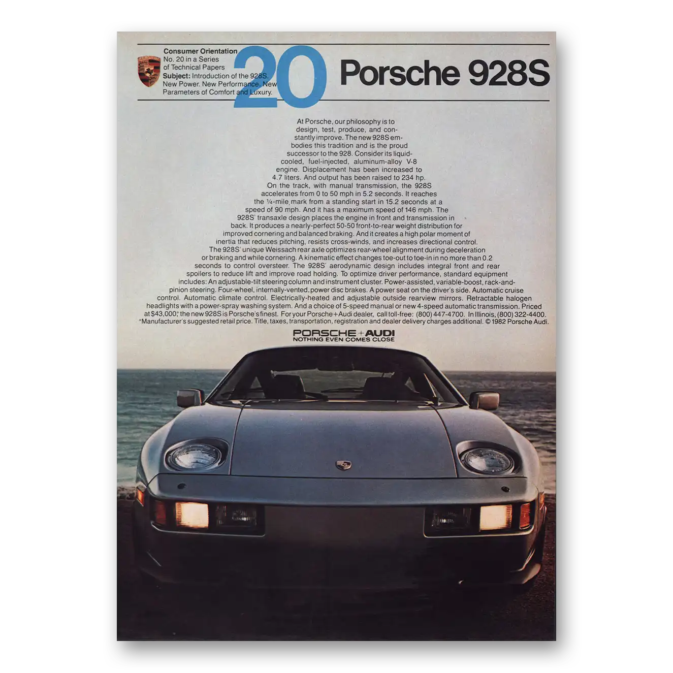 1983 Porsche 928 Philosophy Design Test Produce Vintage Magazine Print Ad