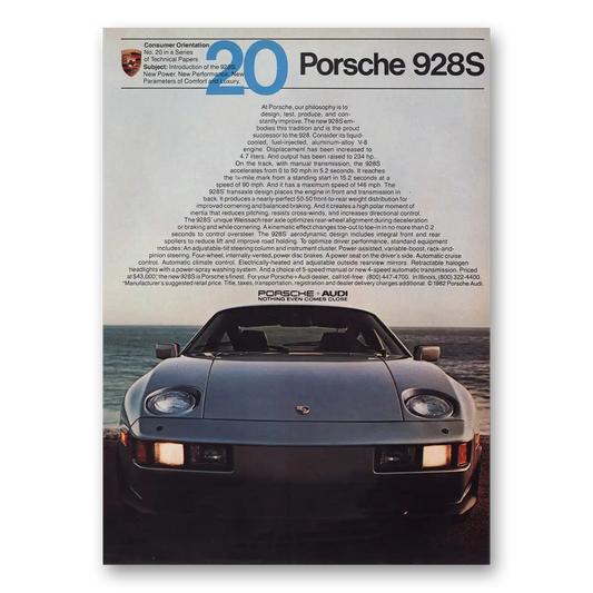 1983 Porsche 928 Philosophy Design Test Produce Vintage Magazine Print Ad