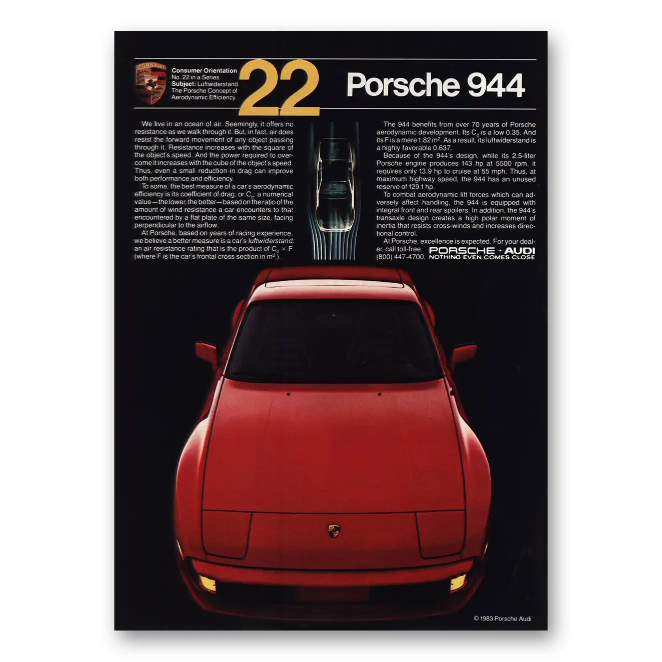 1984 Porsche 944 We Live In Ocean Of Air Vintage Magazine Print Ad