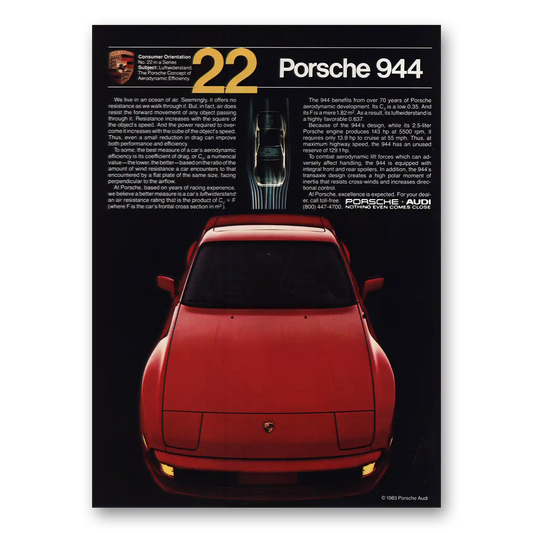 1984 Porsche 944 We Live In Ocean Of Air Vintage Magazine Print Ad