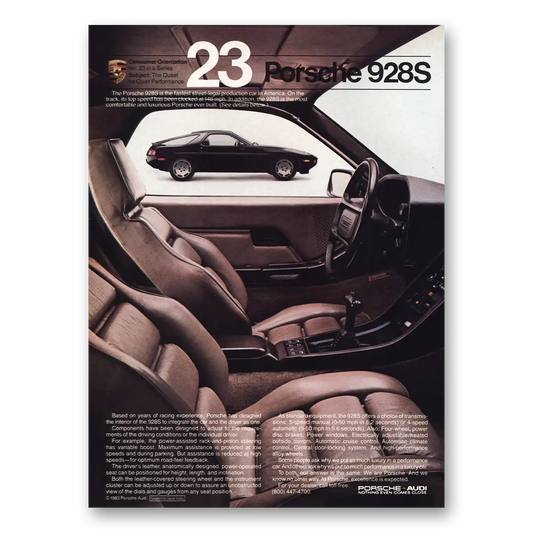 1983 Porsche 928 Based On Years of Racing Experience Vintage Magazine Print Ad