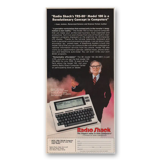 1983 Radio Shack TRS80 Computer Computer Isaac Asimov Vintage Magazine Print Ad