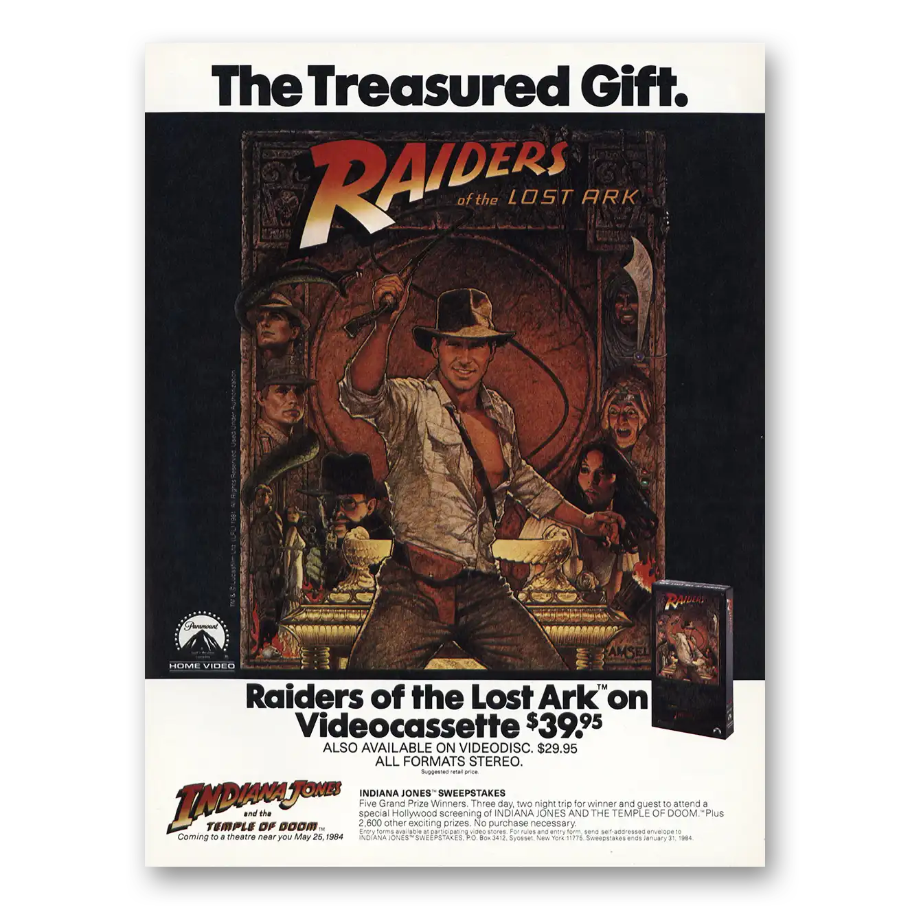 1983 Raiders of the Lost Ark Movie Promo Treasured Gift Vintage Magazine Print Ad