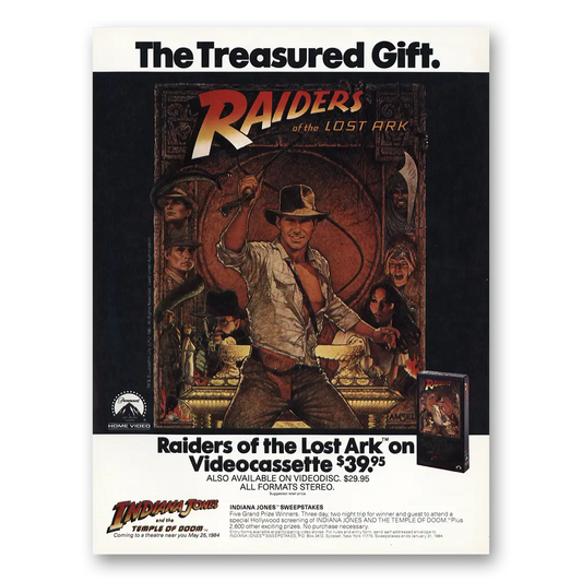 1983 Raiders of the Lost Ark Movie Promo Treasured Gift Vintage Magazine Print Ad