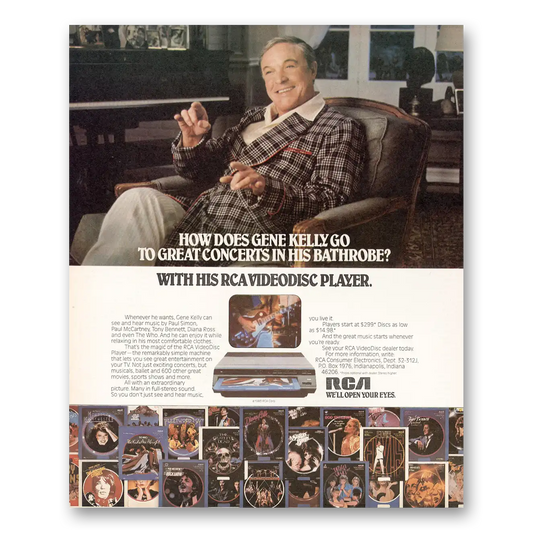 1983 RCA Videodisc Gene Kelly Great Concerts Bathrobe Vintage Magazine Print Ad