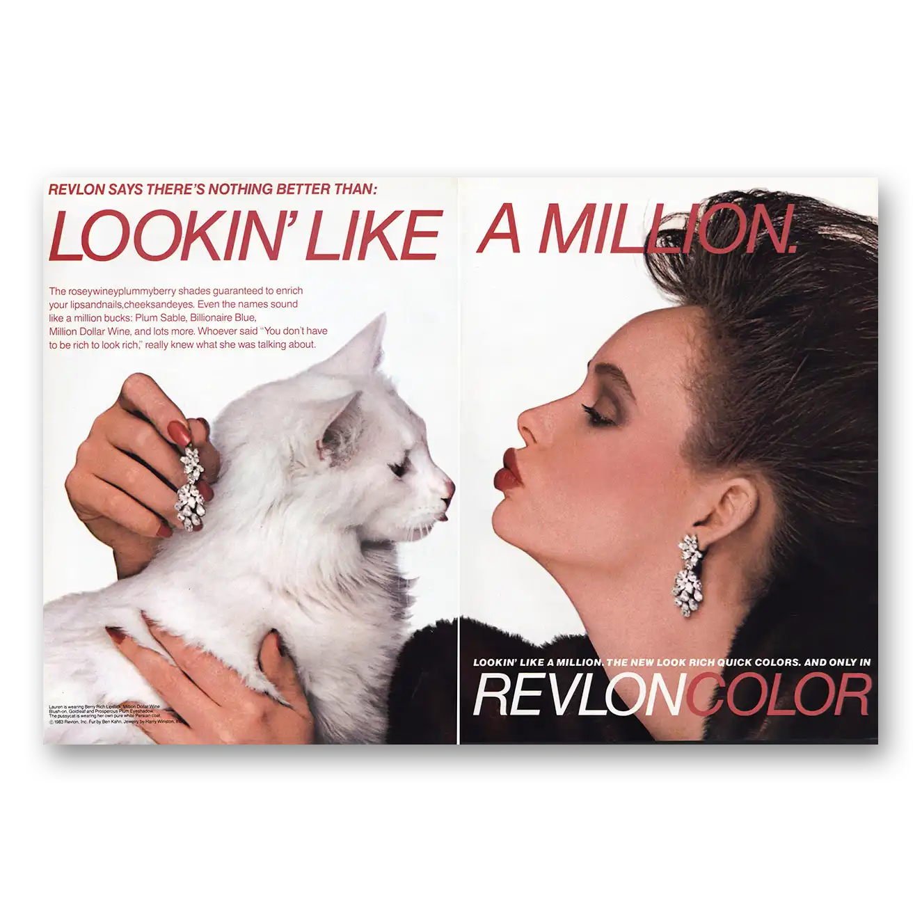 1983 Revlon Lookin Like Million Vintage Magazine Print Ad