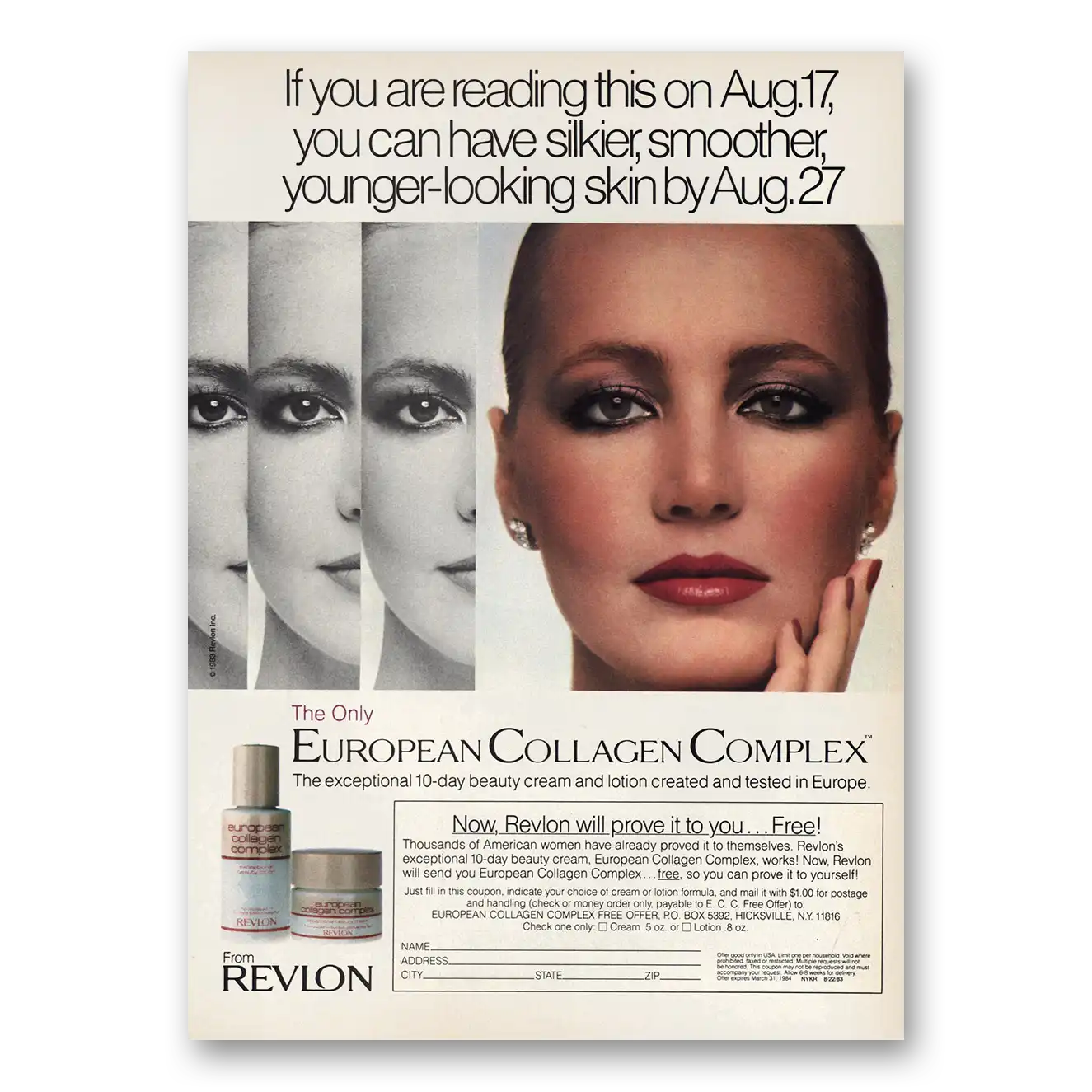 1983 Revlon Reading This On Aug 17 Vintage Magazine Print Ad