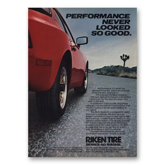 1983 Riken Tires Performance Never Looked So Good Vintage Magazine Print Ad