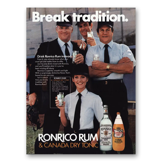 1983 Ronrico Rum Break Tradition Baseball Umpires Vintage Magazine Print Ad