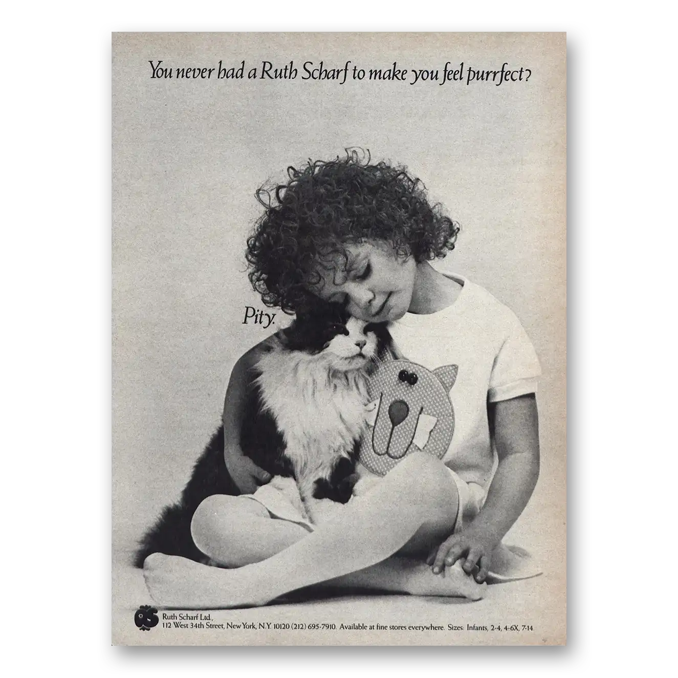 1983 Ruth Scharf Fashion Make You Feel Purrfect Vintage Magazine Print Ad