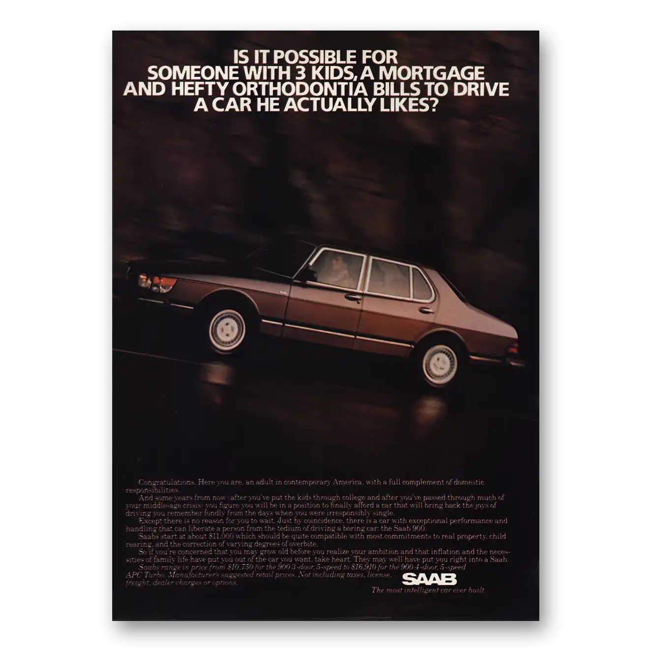 1984 Saab Someone With 3 Kids Vintage Magazine Print Ad