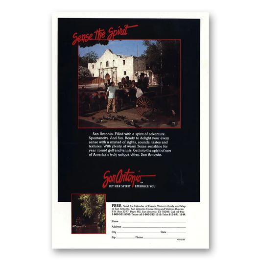 1983 San Antonio Texas Sense the Spirit Vintage Magazine Print Ad