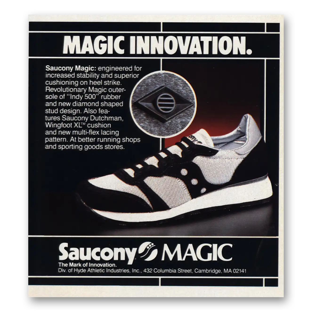 1983 Saucony Magic Innovation Vintage Magazine Print Ad