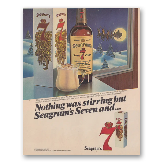 1983 Seagrams 7 Crown Whiskey Nothing Was Stirring Vintage Magazine Print Ad