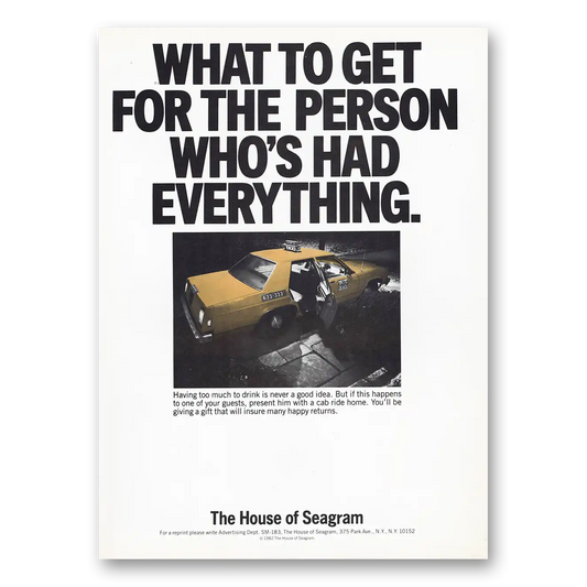 1983 Seagrams VO Whisky Person Who's Had Everything Vintage Magazine Print Ad