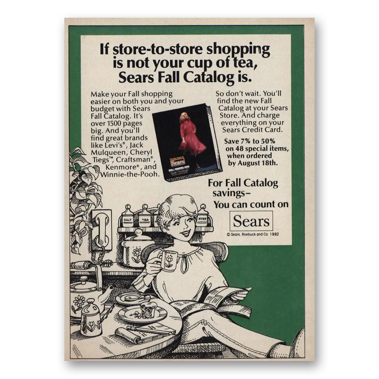 1983 Sears Fall Catalog Not Your Cup of Tea Vintage Magazine Print Ad