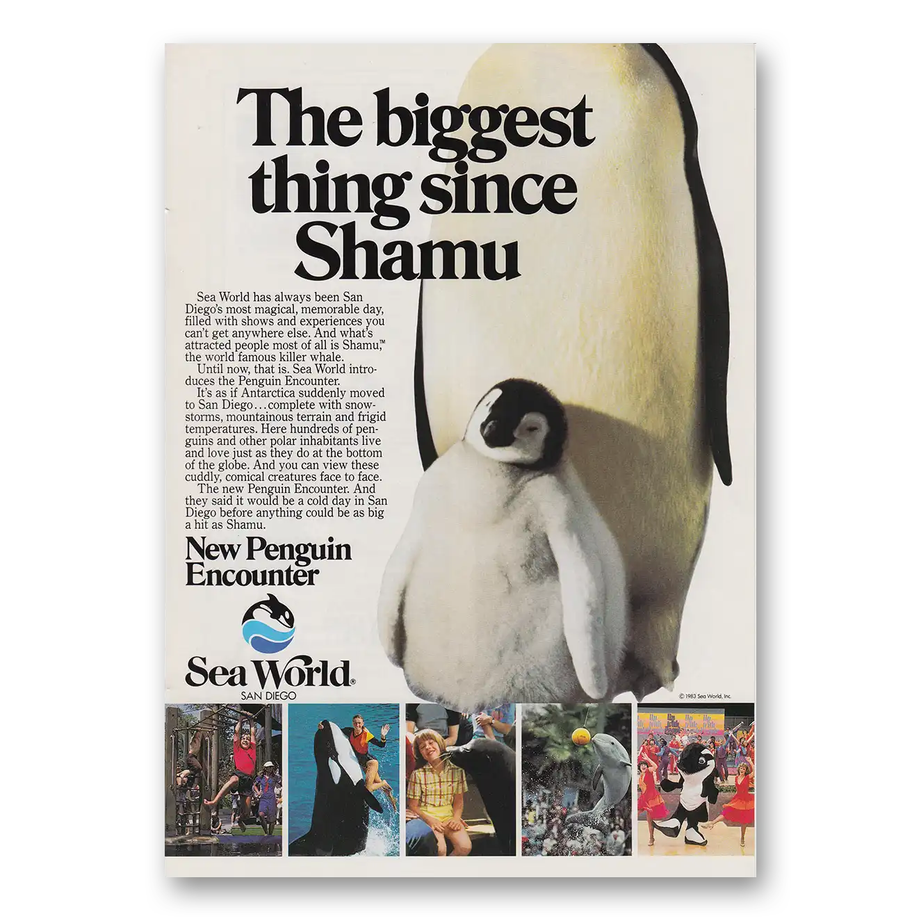 1983 Sea World Biggest Thing Since Shamu Vintage Magazine Print Ad