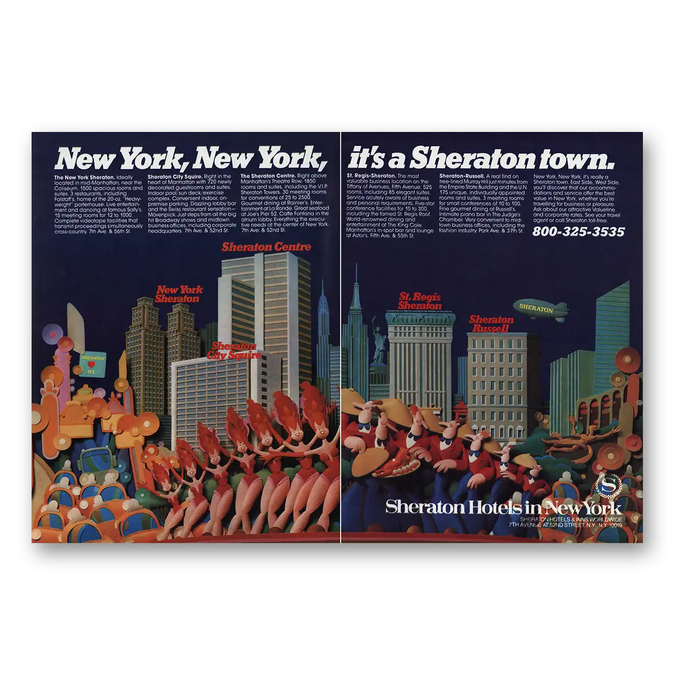 1983 Sheraton Hotels New York New York Vintage Magazine Print Ad