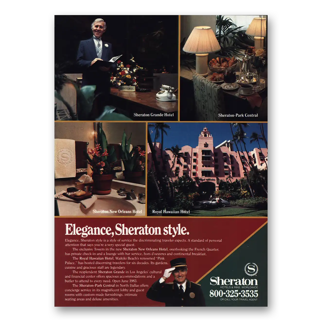 1983 Sheraton Hotels Elegance Sheraton Style Vintage Magazine Print Ad