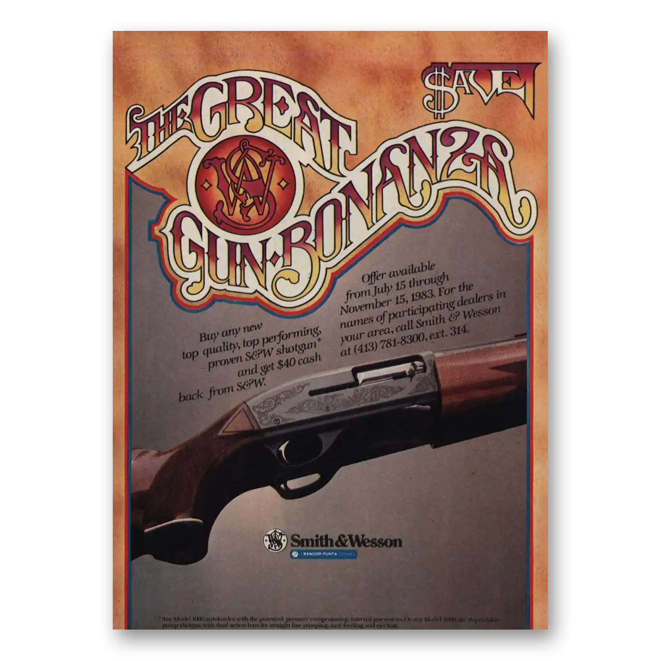 1983 Smith & Wesson Rifles Great Gun Bonanza Vintage Magazine Print Ad