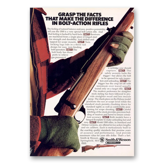 1983 Smith & Wesson Rifles Grasp the Facts Vintage Magazine Print Ad