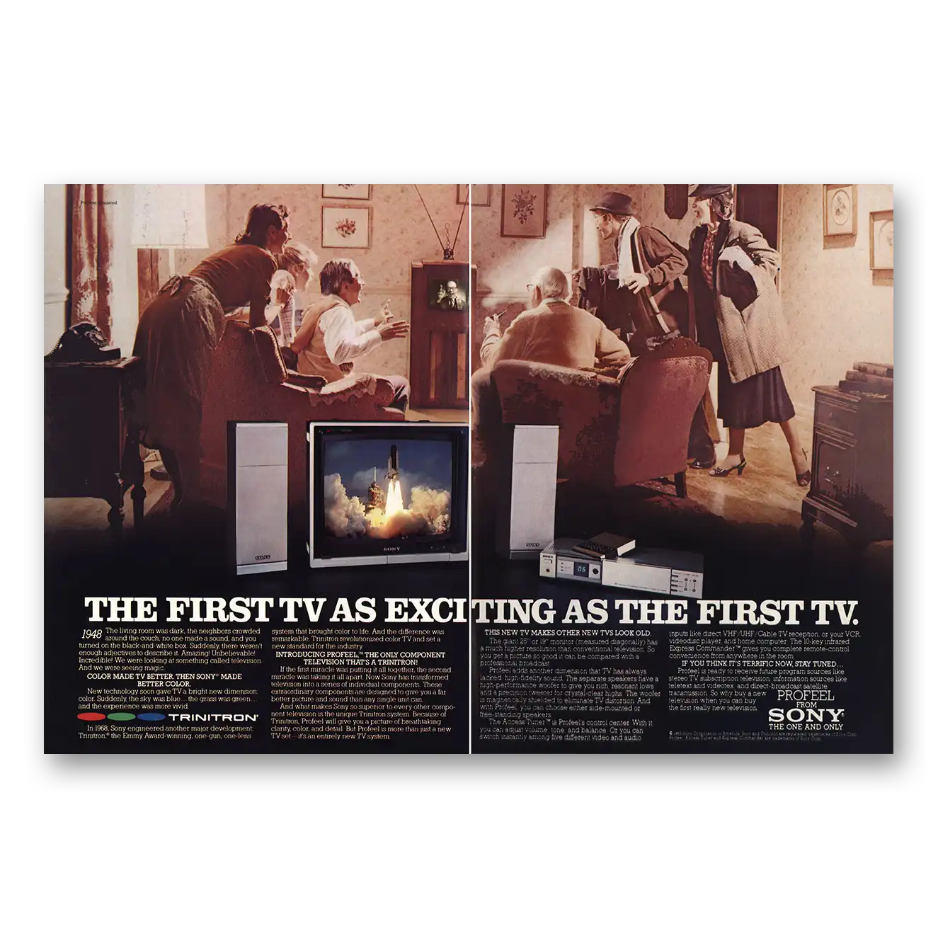 1983 Sony Trinitron First TV Exciting Vintage Magazine Print Ad