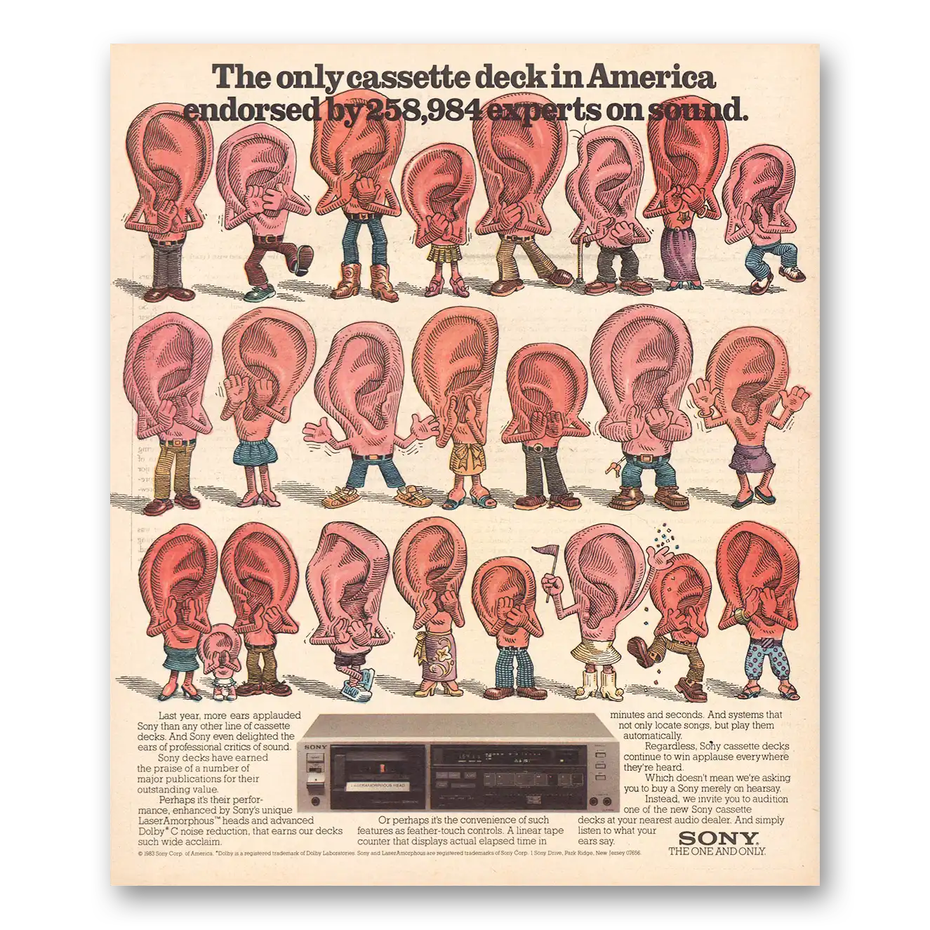 1983 Sony Cassette Deck Endorsed Experts On Sound Vintage Magazine Print Ad