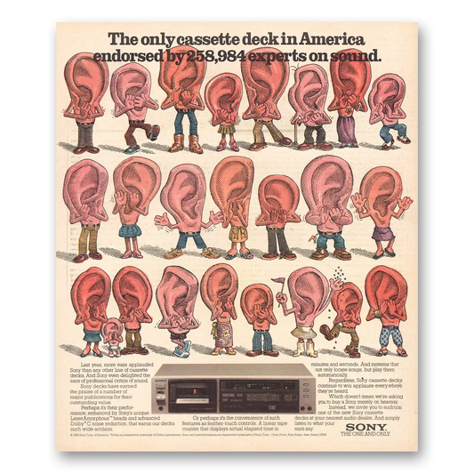 1983 Sony Cassette Deck Endorsed Experts On Sound Vintage Magazine Print Ad