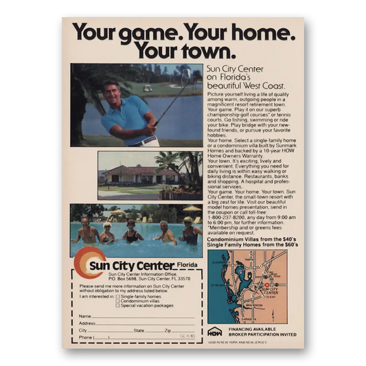 1983 Sun City Center Florida Your Game Home Town Vintage Magazine Print Ad