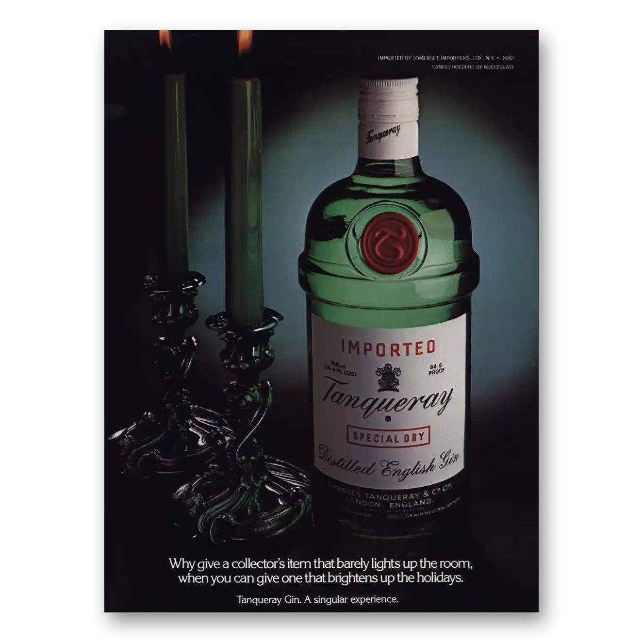 1983 Tanqueray Gin Barely Lights Up the Room Vintage Magazine Print Ad