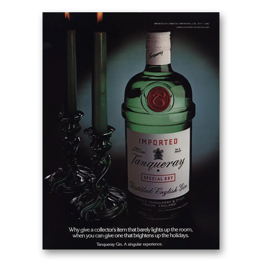 1983 Tanqueray Gin Barely Lights Up the Room Vintage Magazine Print Ad