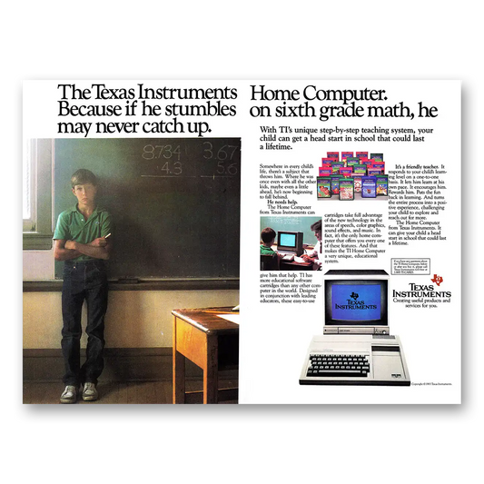 1983 Texas Instruments Home Computer He Stumbles Vintage Magazine Print Ad