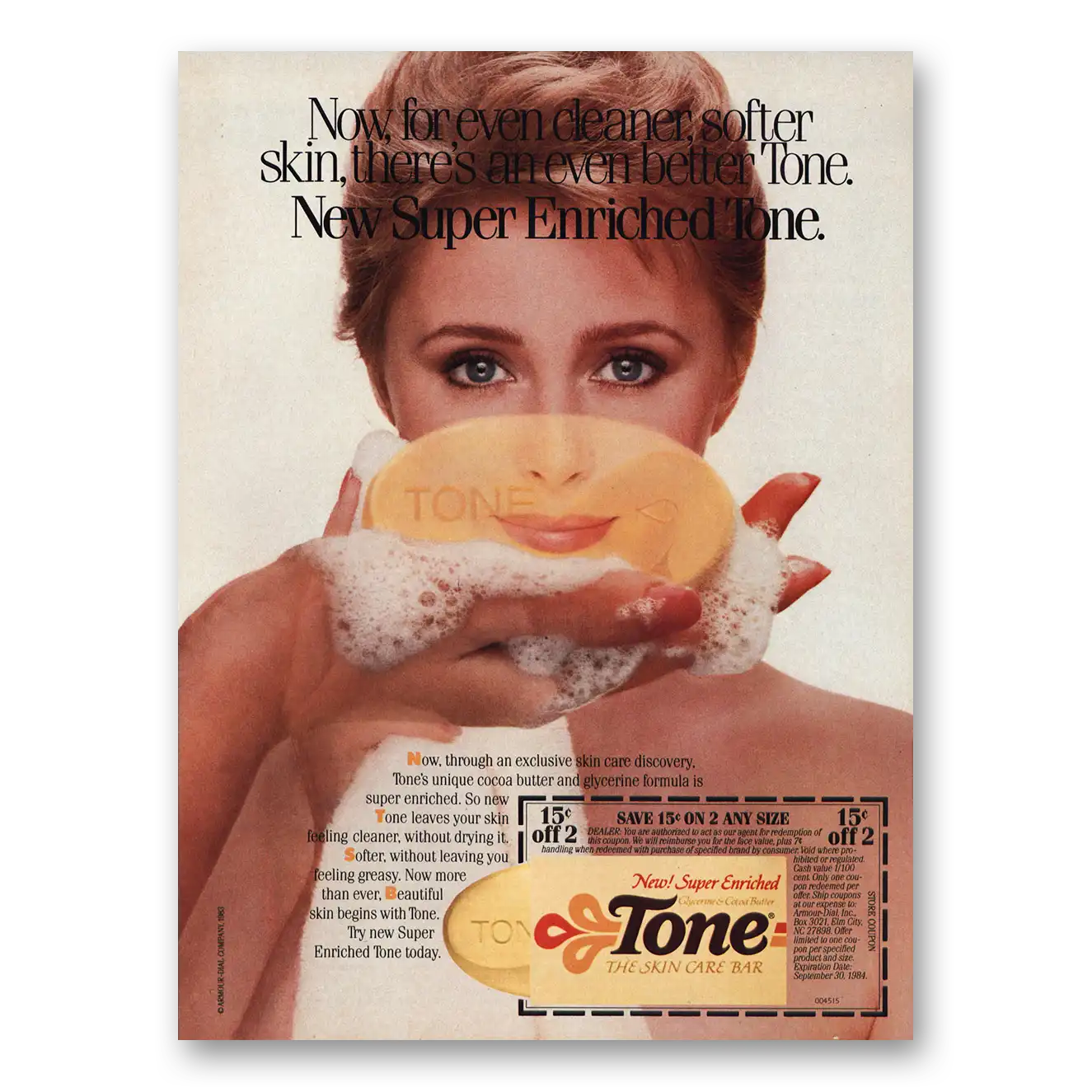 1983 Tone Soap Even Cleaner Softer Skin Vintage Magazine Print Ad