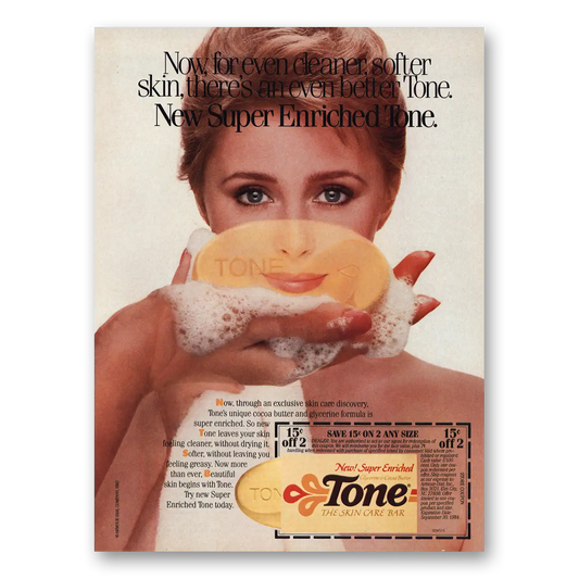 1983 Tone Soap Even Cleaner Softer Skin Vintage Magazine Print Ad